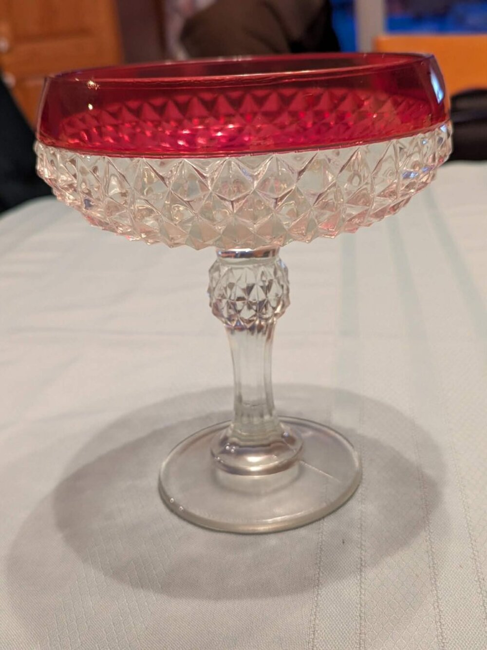 Cranberry glass candy compote bowl